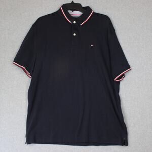 Tommy‎ Hilfiger Custom Fit XL Polo Shirt Black Cotton Golf Rugby Short Sleeve